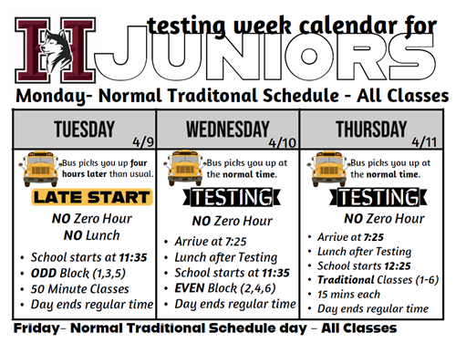 Juniors Schedule